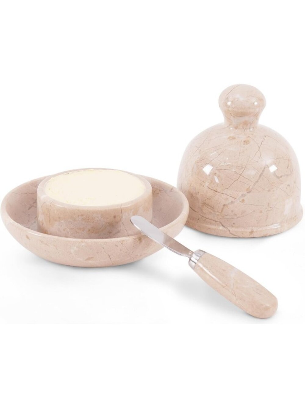 Elegant Marble Butter Dish with Lid | 6" French Style Countertop Crock